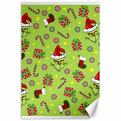 Grinch Pattern Canvas 24  X 36  by Valentinaart