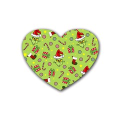 Grinch Pattern Heart Coaster (4 Pack) 