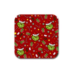 Grinch Pattern Rubber Square Coaster (4 Pack)  by Valentinaart