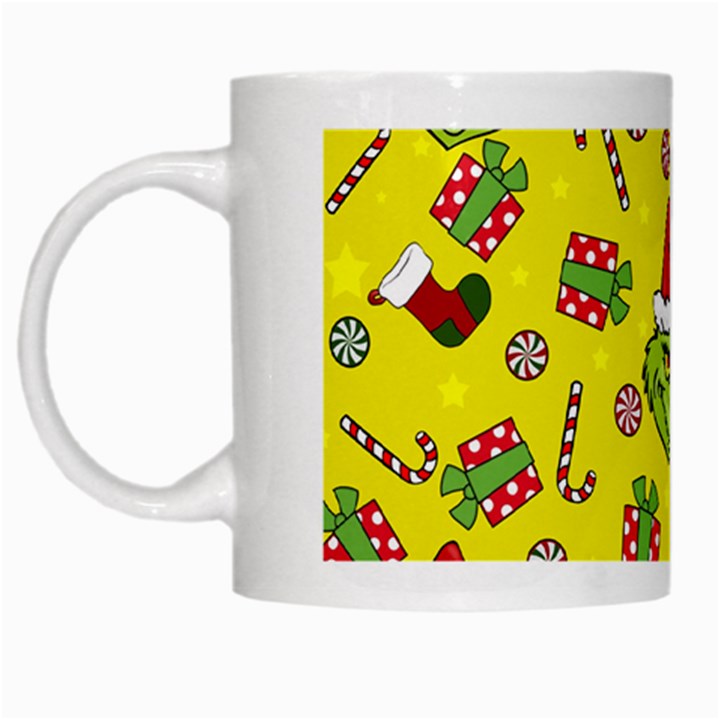 Grinch pattern White Mugs