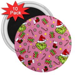 Grinch Pattern 3  Magnets (10 Pack)  by Valentinaart