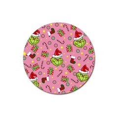 Grinch Pattern Magnet 3  (round) by Valentinaart