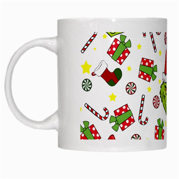 Grinch pattern White Mugs