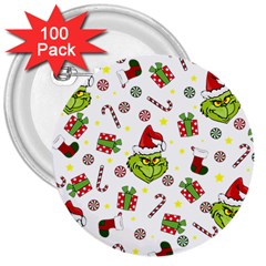 Grinch Pattern 3  Buttons (100 Pack)  by Valentinaart