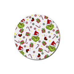 Grinch Pattern Rubber Round Coaster (4 Pack)  by Valentinaart