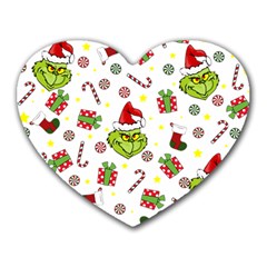 Grinch Pattern Heart Mousepads by Valentinaart