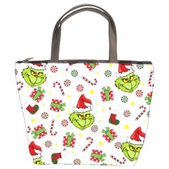 Grinch Pattern Bucket Bags by Valentinaart