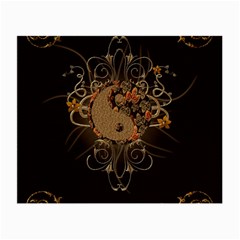 The Sign Ying And Yang With Floral Elements Small Glasses Cloth (2-side) by FantasyWorld7