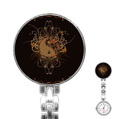 The Sign Ying And Yang With Floral Elements Stainless Steel Nurses Watch by FantasyWorld7