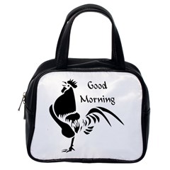Black Rooster Crowing The Good Morning Alarm Classic Handbags (one Side) by WayfarerApothecary