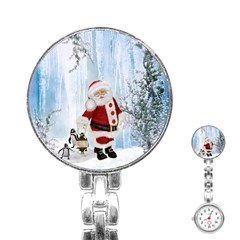 Santa Claus With Funny Penguin Stainless Steel Nurses Watch by FantasyWorld7