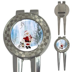 Santa Claus With Funny Penguin 3-in-1 Golf Divots