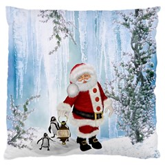 Santa Claus With Funny Penguin Standard Flano Cushion Case (two Sides) by FantasyWorld7