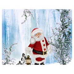 Santa Claus With Funny Penguin Double Sided Flano Blanket (medium)  by FantasyWorld7