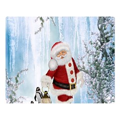 Santa Claus With Funny Penguin Double Sided Flano Blanket (large)  by FantasyWorld7