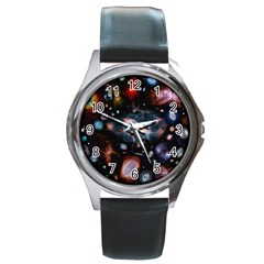 Galaxy Nebula Round Metal Watch by Celenk