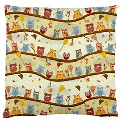 Autumn Owls Pattern Large Cushion Case (two Sides) by Celenk