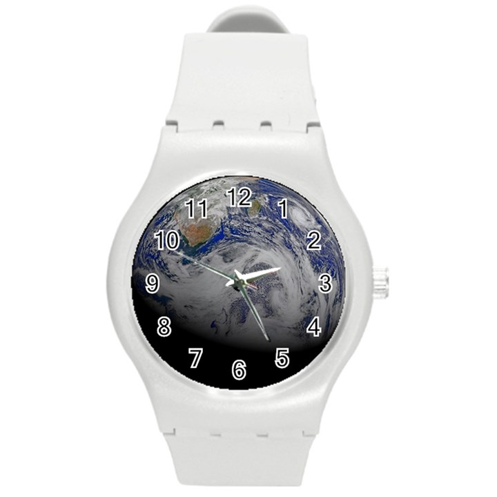 A Sky View Of Earth Round Plastic Sport Watch (M)