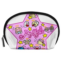 Pink Angel Star Accessory Pouches (large)  by Celenk