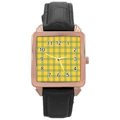 Green Stripes Rose Gold Leather Watch  by berwies