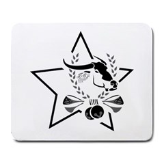 Black And White Vector Water Buffalo With Black Star Large Mousepad by WayfarerApothecary