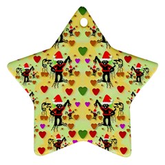 Santa With Friends And Season Love Ornament (star) by pepitasart