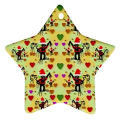 Santa With Friends And Season Love Star Ornament (two Sides) by pepitasart
