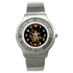 Hawaiian, Tropical Design With Surfboard Stainless Steel Watch by FantasyWorld7