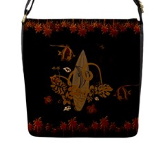 Hawaiian, Tropical Design With Surfboard Flap Messenger Bag (l)  by FantasyWorld7