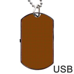 Classic Christmas Red And Green Houndstooth Check Pattern Dog Tag Usb Flash (one Side) by PodArtist