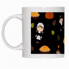 Pilgrims And Indians Pattern - Thanksgiving White Mugs by Valentinaart