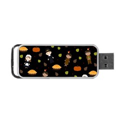 Pilgrims And Indians Pattern - Thanksgiving Portable Usb Flash (one Side)