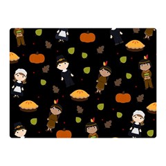 Pilgrims And Indians Pattern - Thanksgiving Double Sided Flano Blanket (mini)  by Valentinaart