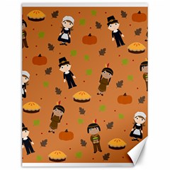 Pilgrims And Indians Pattern - Thanksgiving Canvas 12  X 16   by Valentinaart