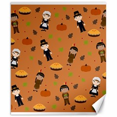 Pilgrims And Indians Pattern - Thanksgiving Canvas 20  X 24   by Valentinaart