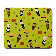 Pilgrims And Indians Pattern - Thanksgiving Large Mousepads by Valentinaart