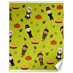 Pilgrims And Indians Pattern - Thanksgiving Canvas 12  X 16   by Valentinaart