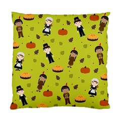 Pilgrims And Indians Pattern - Thanksgiving Standard Cushion Case (one Side) by Valentinaart