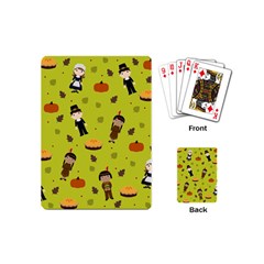 Pilgrims And Indians Pattern - Thanksgiving Playing Cards (mini)  by Valentinaart