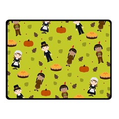 Pilgrims And Indians Pattern - Thanksgiving Double Sided Fleece Blanket (small)  by Valentinaart