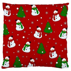 Snowman Pattern Large Flano Cushion Case (one Side)