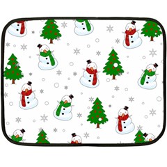 Snowman Pattern Fleece Blanket (mini) by Valentinaart