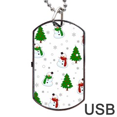 Snowman Pattern Dog Tag Usb Flash (one Side) by Valentinaart