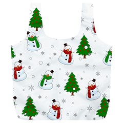Snowman Pattern Full Print Recycle Bags (l)  by Valentinaart