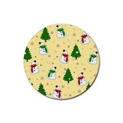 Snowman Pattern Rubber Round Coaster (4 Pack)  by Valentinaart