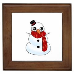 Kawaii Snowman Framed Tiles by Valentinaart