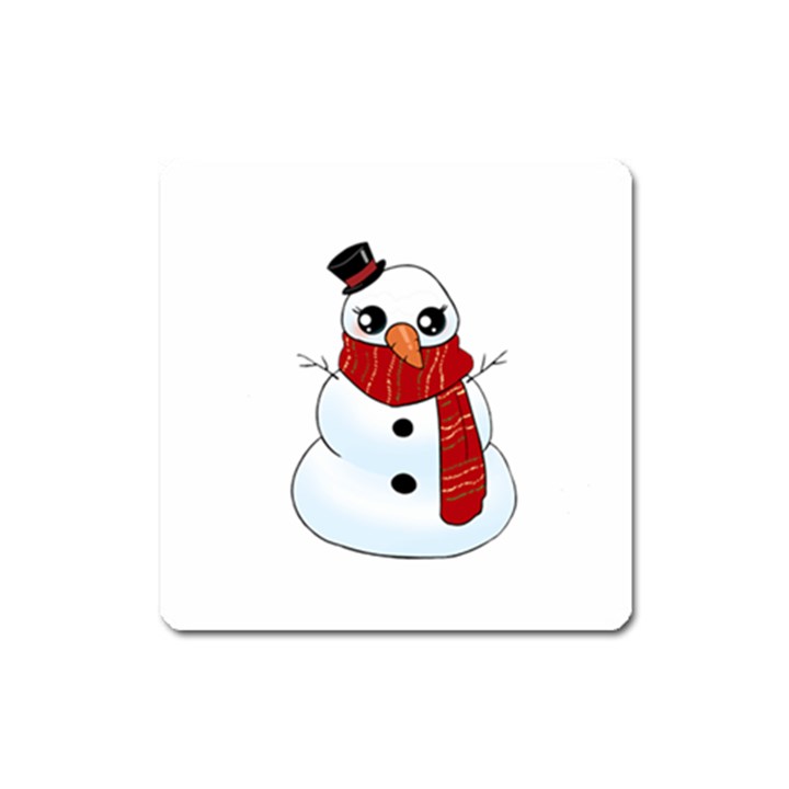 Kawaii Snowman Square Magnet