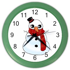Kawaii Snowman Color Wall Clocks by Valentinaart
