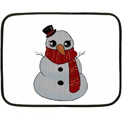 Kawaii Snowman Double Sided Fleece Blanket (mini)  by Valentinaart