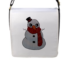 Kawaii Snowman Flap Messenger Bag (l)  by Valentinaart
